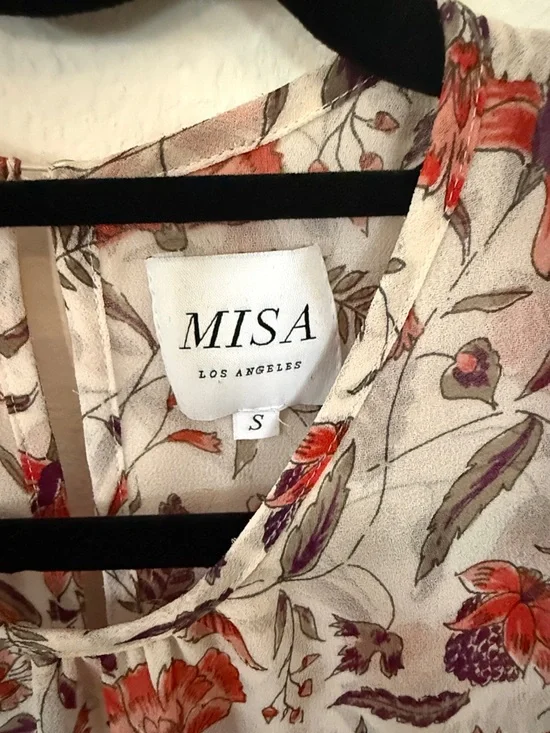 Misa Los Angeles Cream Blouse with Red Floral Print - Picture 2 of 5